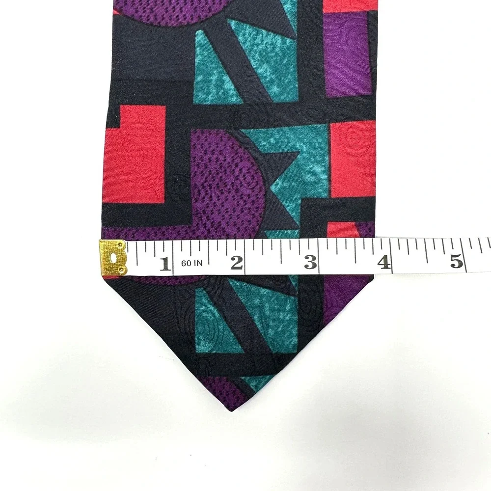 Bugatti Silk‎ Tie Geometric Abstract Colorful 59.5x3.75 Vintage